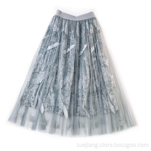 Women Fashion Loose Princess Polyester Velvet Skirts
